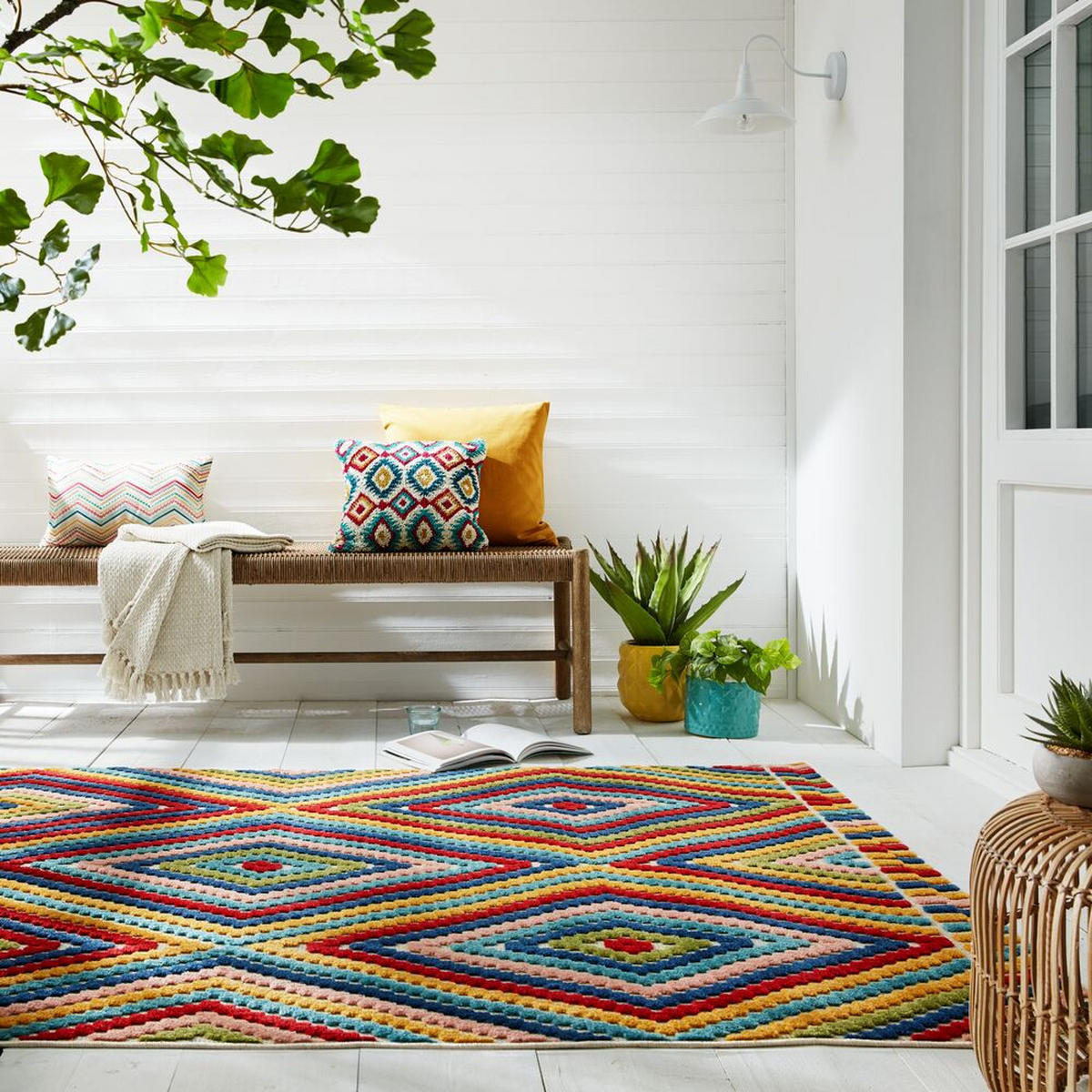 OUTDOOR-TEPPICH Geometrisch-Design, multifunktional, mehrfarbig LUNE, Multi 120x170 cm - Multicolor, Textil (120/170cm) - KADIMA DESIGN