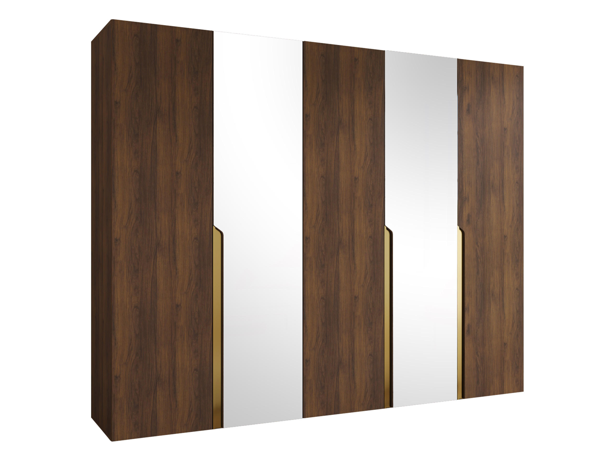 DREHTÜRENSCHRANK Mila II 250 - Goldfarben/Nussbaumfarben, Holzwerkstoff/Kunststoff (250/202/52cm) - MIRJAN24