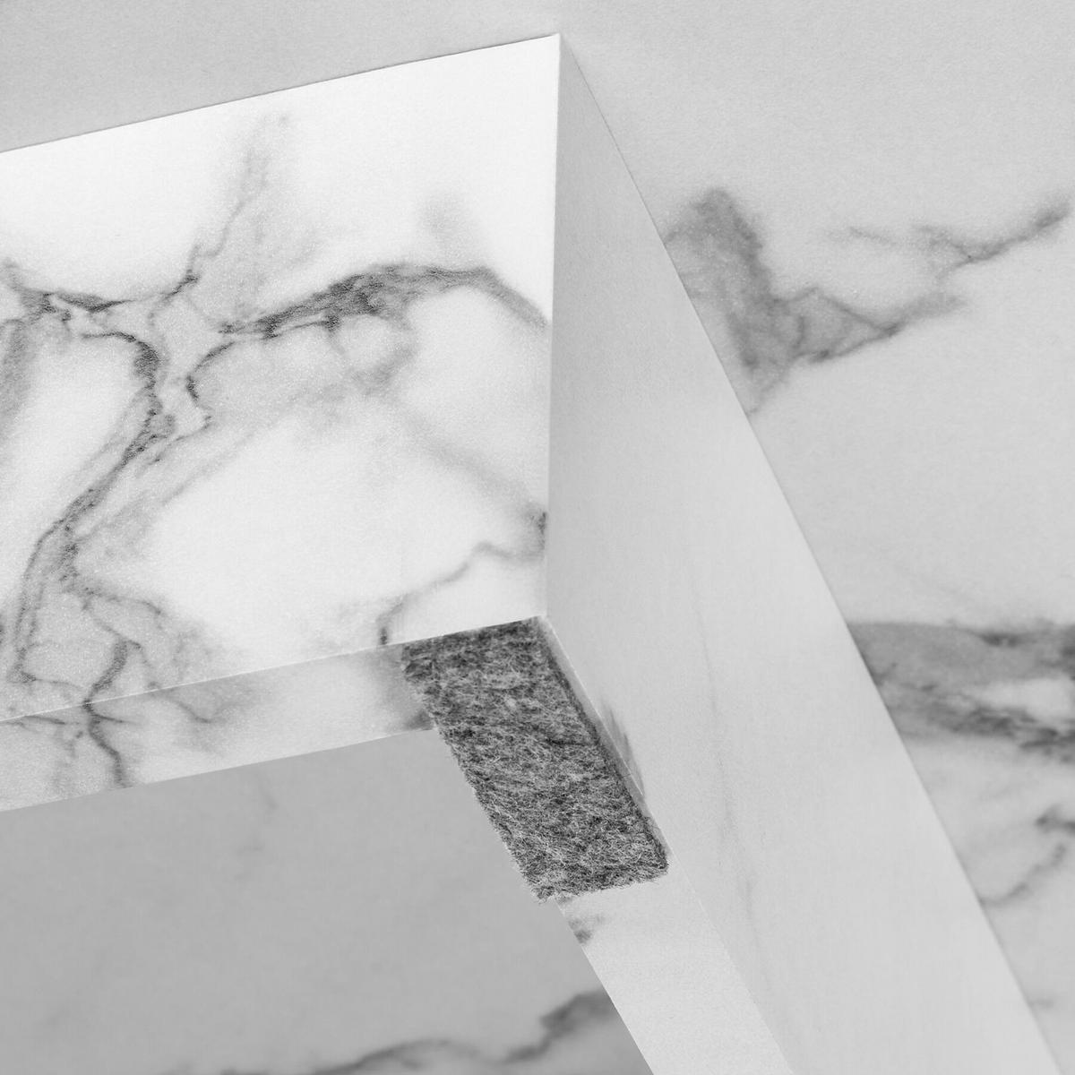 COUCHTISCH Lasley, inkl. Bodenschoner, Belastbarkeit 45 kg, Marmor Optik weiß - Weiß, Holz (80/80/35cm) - tectake