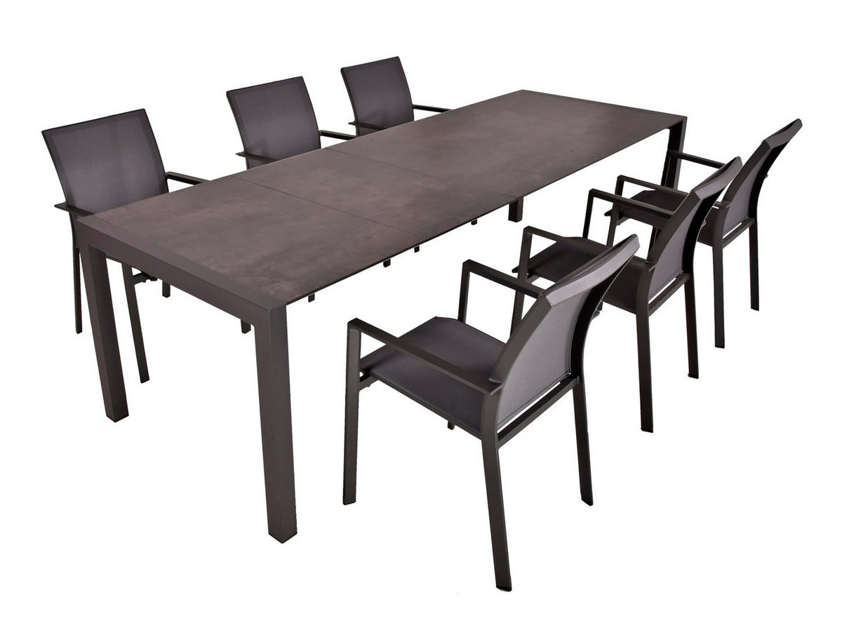 GARTEN-SITZGRUPPE Hauke 7-teilig Gartenmöbel-Set - Grau, Kunststoff - DELUKE