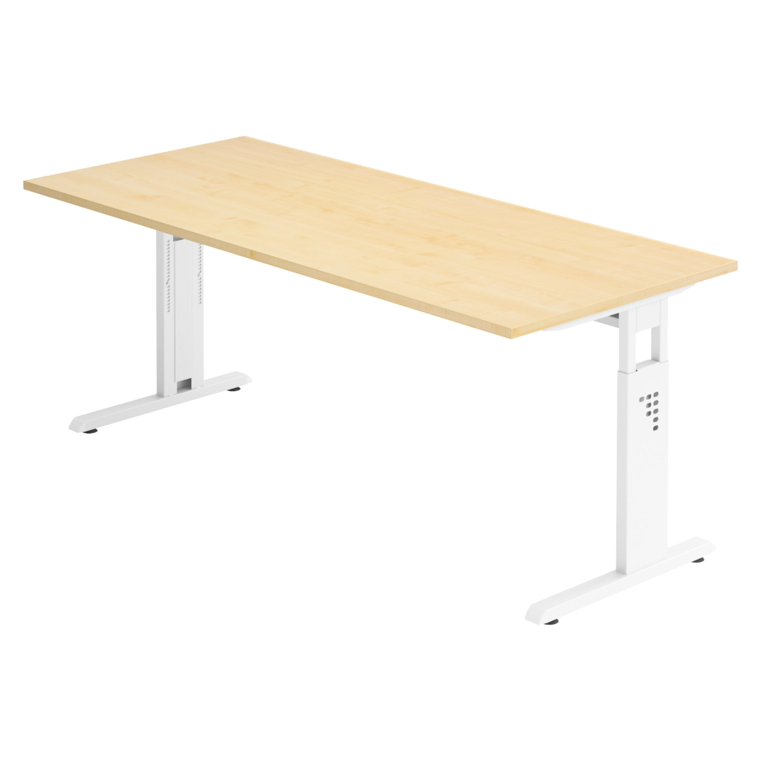 SCHREIBTISCH Serie-O 80/180/74 cm in Ahornfarben/Weiß - Ahornfarben/Weiß, Holzwerkstoff (80/180/74cm) - bümö