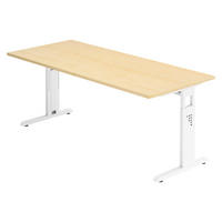 SCHREIBTISCH Serie-O 80/180/74 cm in Ahornfarben/Weiß - Ahornfarben/Weiß, Holzwerkstoff (80/180/74cm) - bümö