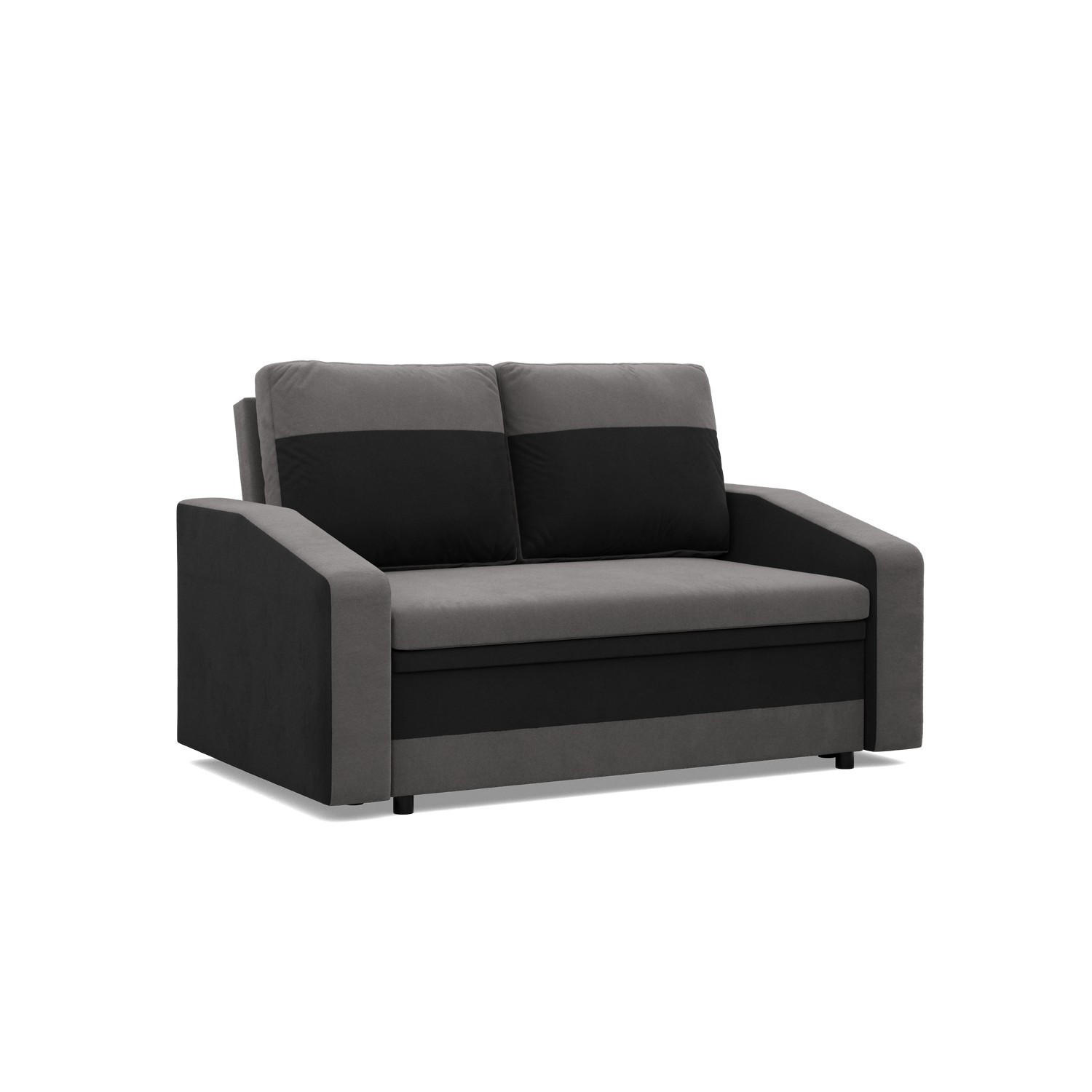 SOFA 2-SITZER MIT SCHLAFFUNKTION ORION, Grau + Schwarz - Schwarz/Grau, Textil (148/90/87cm)