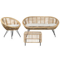3-SITZER LOUNGE SET Rattan Natürlich Maratea/Cesenatico - Naturfarben, Naturmaterialen - Beliani