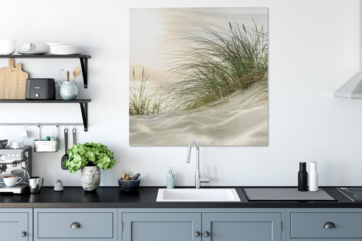 LEINWANDBILD Dünen mit Strandhafer in der Sonne des Nationalparks Schleswig-Holsteinisches Wattenmeer 90x90 cm - Creme, Textil (90/90cm) - MuchoWow