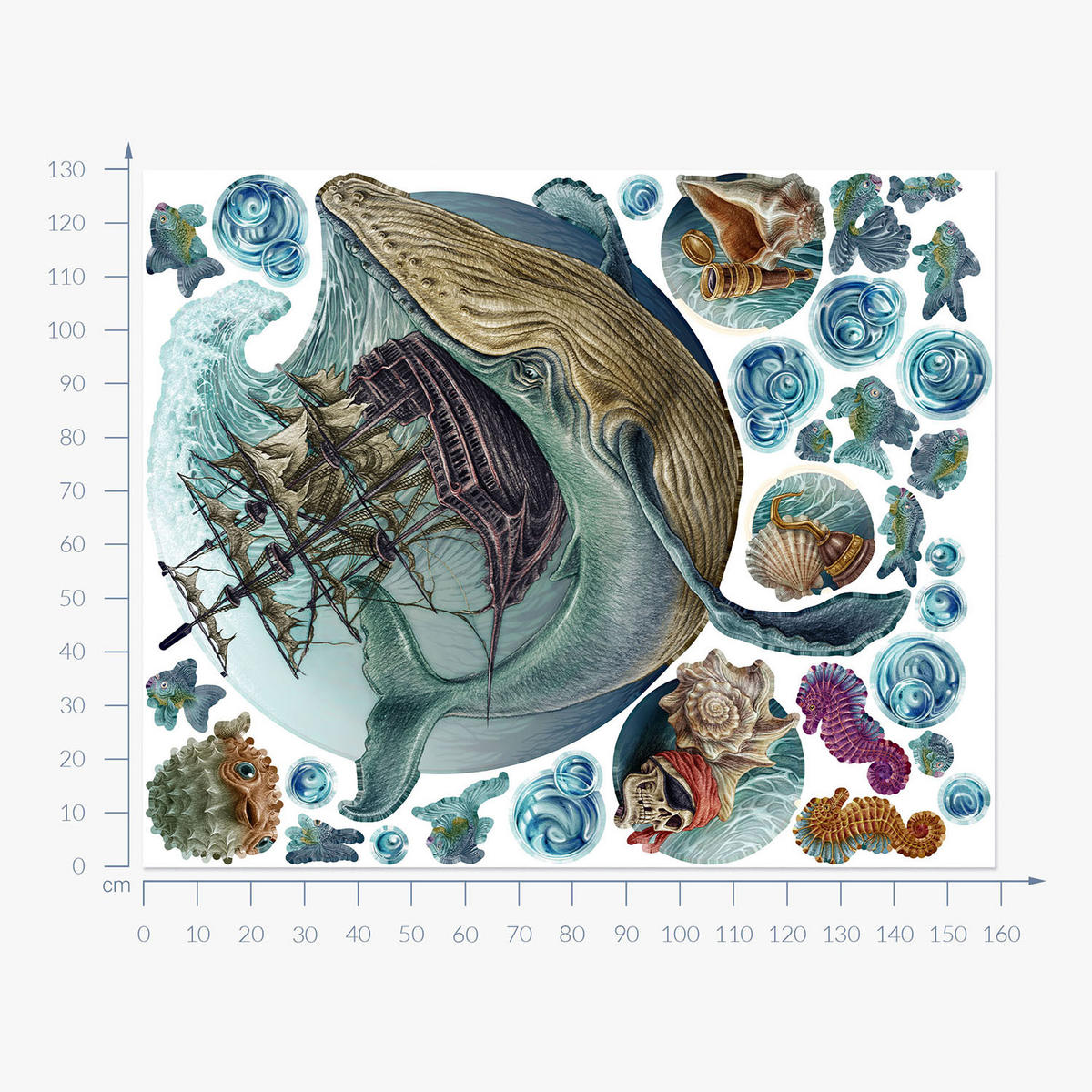WANDAUFKLEBER 130x159cm - Märchenwelt - Multicolor, Kunststoff (130/159/0.1cm) - Wallfluent