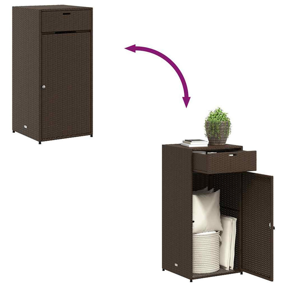 GARTENSCHRANK Braun 55/55/111 Cm Poly Rattan - Braun, Kunststoff (55/111/55cm) - vidaXL