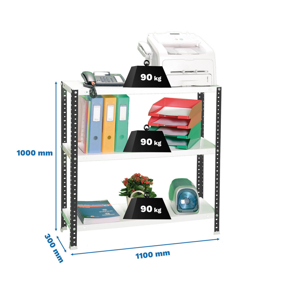 SCHRAUBREGAL PANDA SMALL | HxBxT 100x110x30cm | 3 Fachböden | Fachlast 90kg | Anthrazit-Weiß - Anthrazit, Metall (110/100/30cm) - PROREGAL