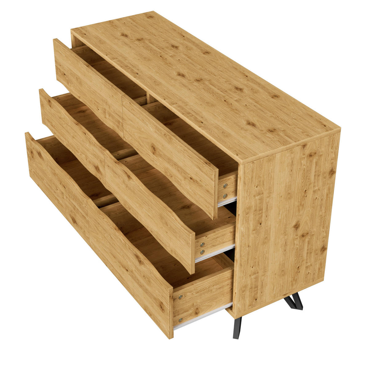 SIDEBOARD 120x40x75,5 cm, 6 Schubladen, Metallfüße - Kastanienfarben, Holz (120/75/40cm)