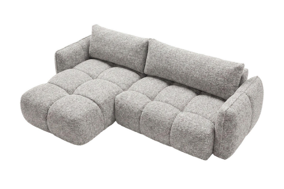 ROHOVÁ SEDAČKA ve tvaru L s funkcí spaní, žinylková tkanina Puente, Světle šedá, Levá strana, BELVEDER L - světle šedá, dřevo (250/168cm) - Kaiser Möbel