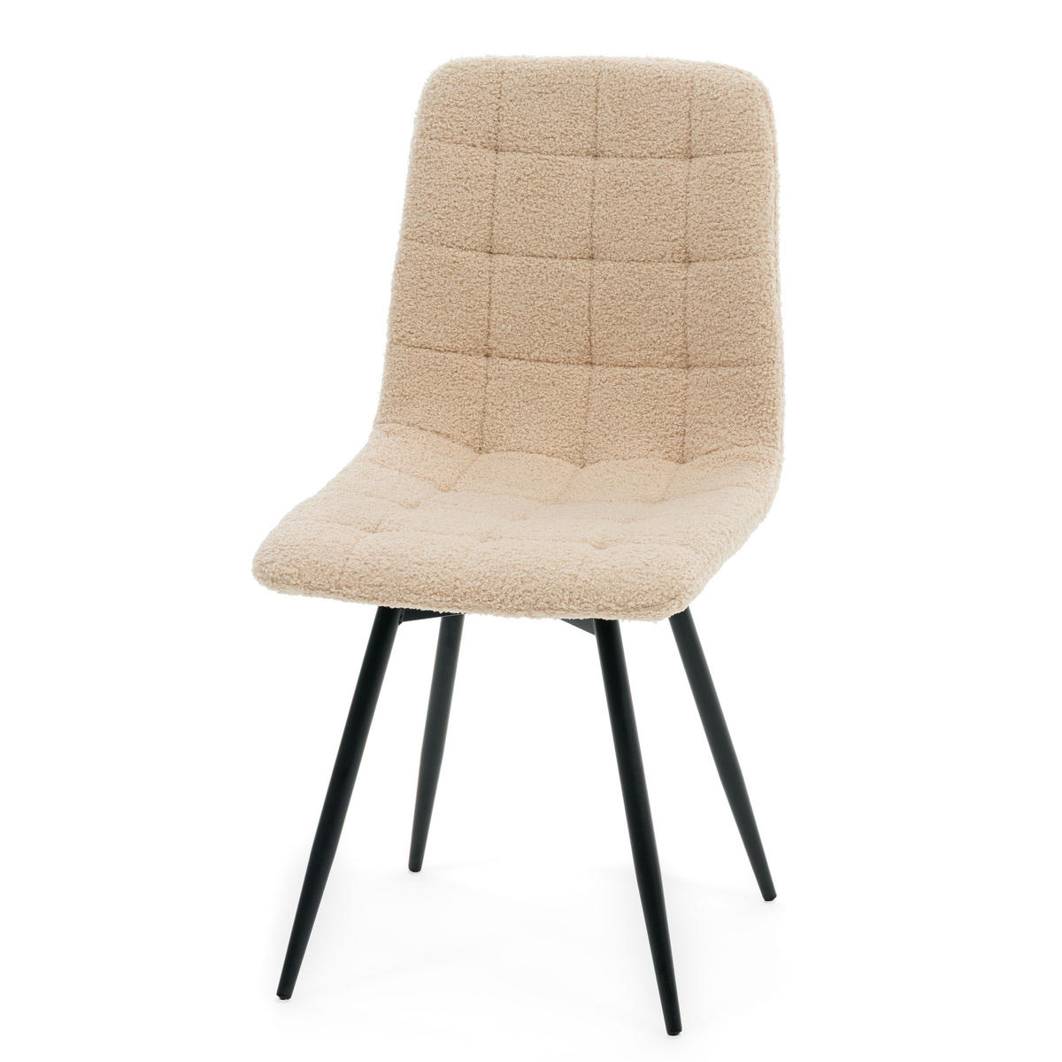 STUHL ARCO drehbar gepolstert mit Steppung - dunkelbeige - Boucle Teddy - Beige/Schwarz, Textil/Metall (46/90/51cm) - NEW HOME