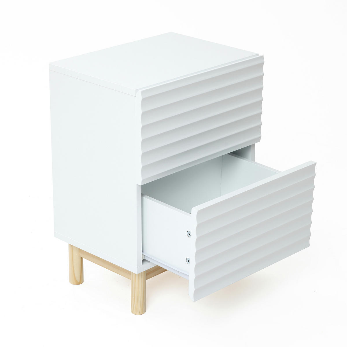 NACHTTISCH Weiß mit 2 Schubladen | B40 x T30 x H55 cm - Weiß, Holz/Holzwerkstoff (40/50/30cm) - Hometopia