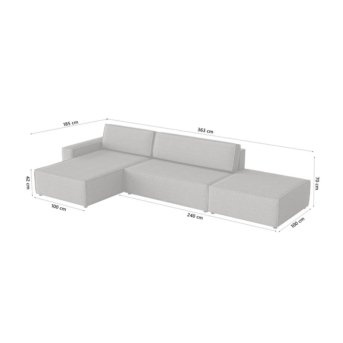 ECKSOFA Lummo La mit Schlaffunktion, Graphit - Graphitfarben, Textil (363/185cm) - Fedve
