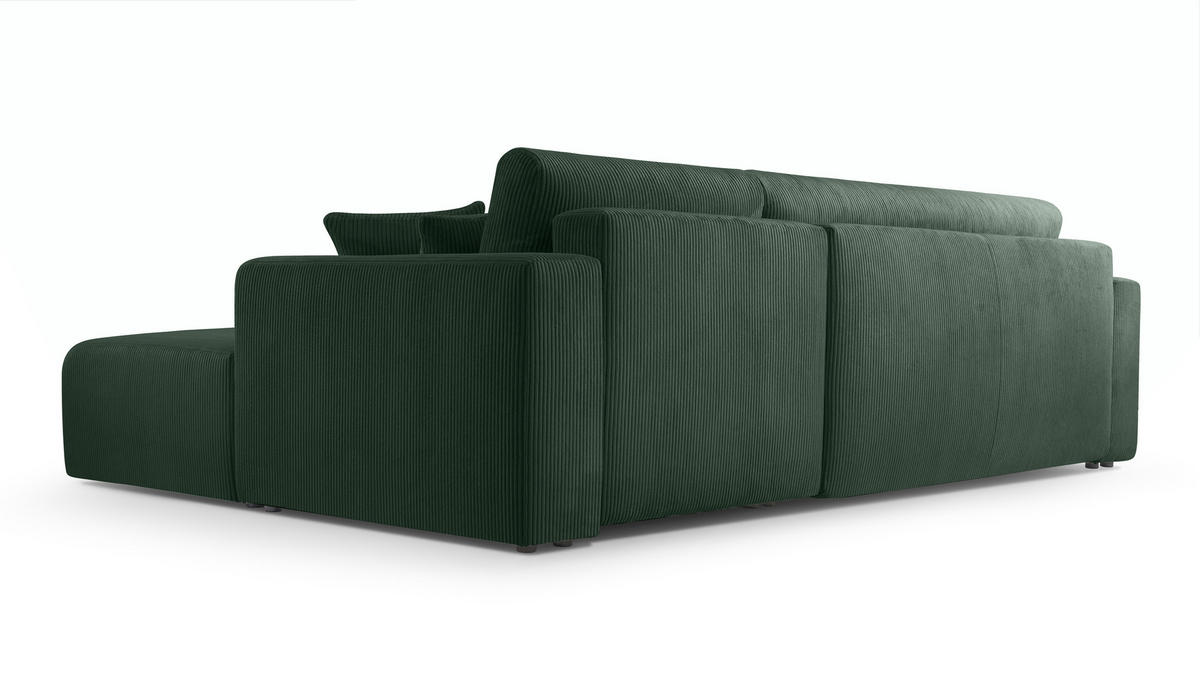 ECKSOFA L Form Catea Dunkelgrün 279/145/84 cm Rechts mit Schlaffunktion - Schwarz/Grün, Kunststoff/Textil (279/145cm) - AX Living
