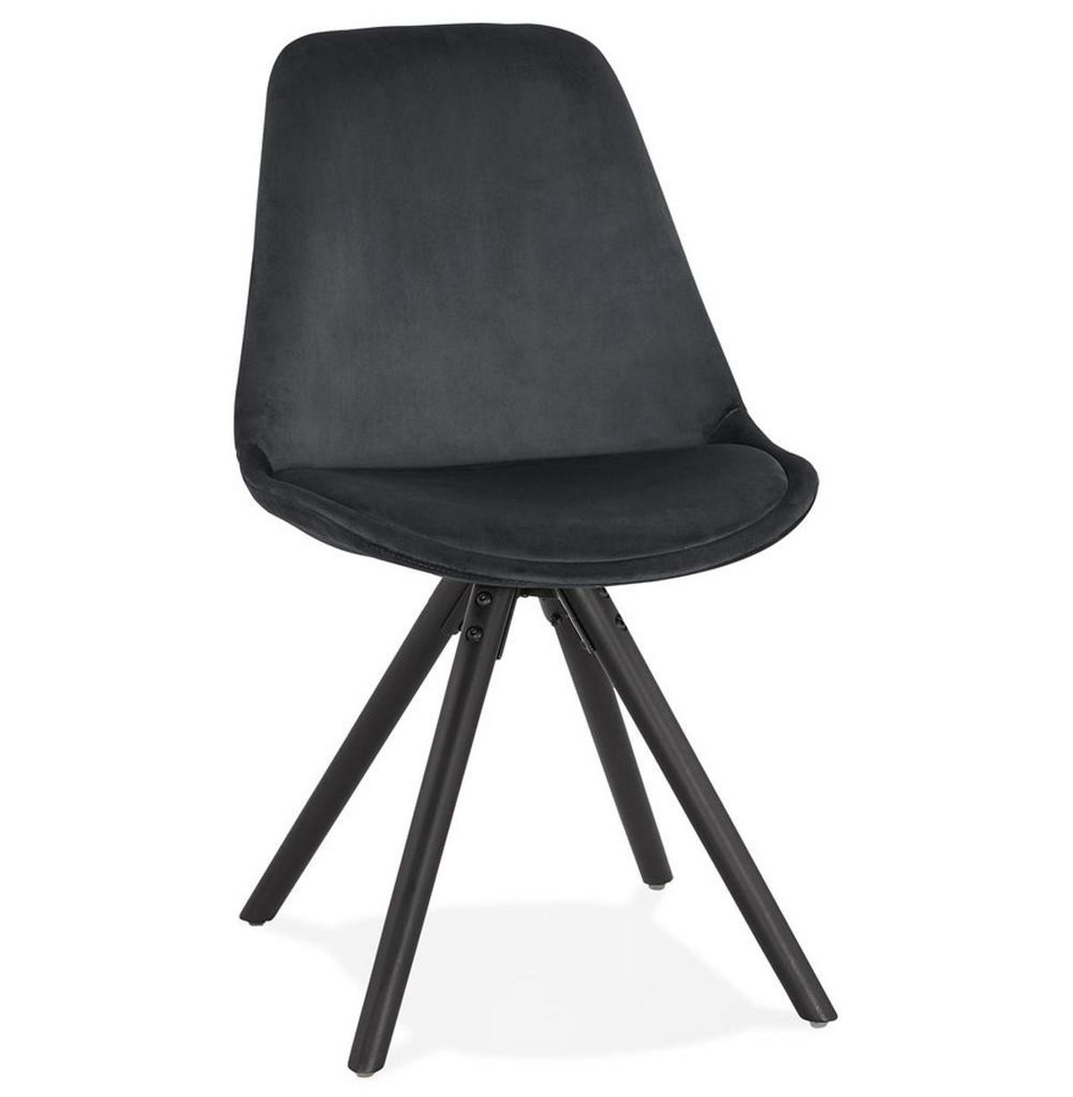 ESSZIMMERSTUHL Samtbezug mit Buchenholzgestell Vintage mit hoher Rückenlehne, Schwarz 48x56x84 cm - Schwarz, Buchenholz/Textil (48/84/56cm) - KADIMA DESIGN