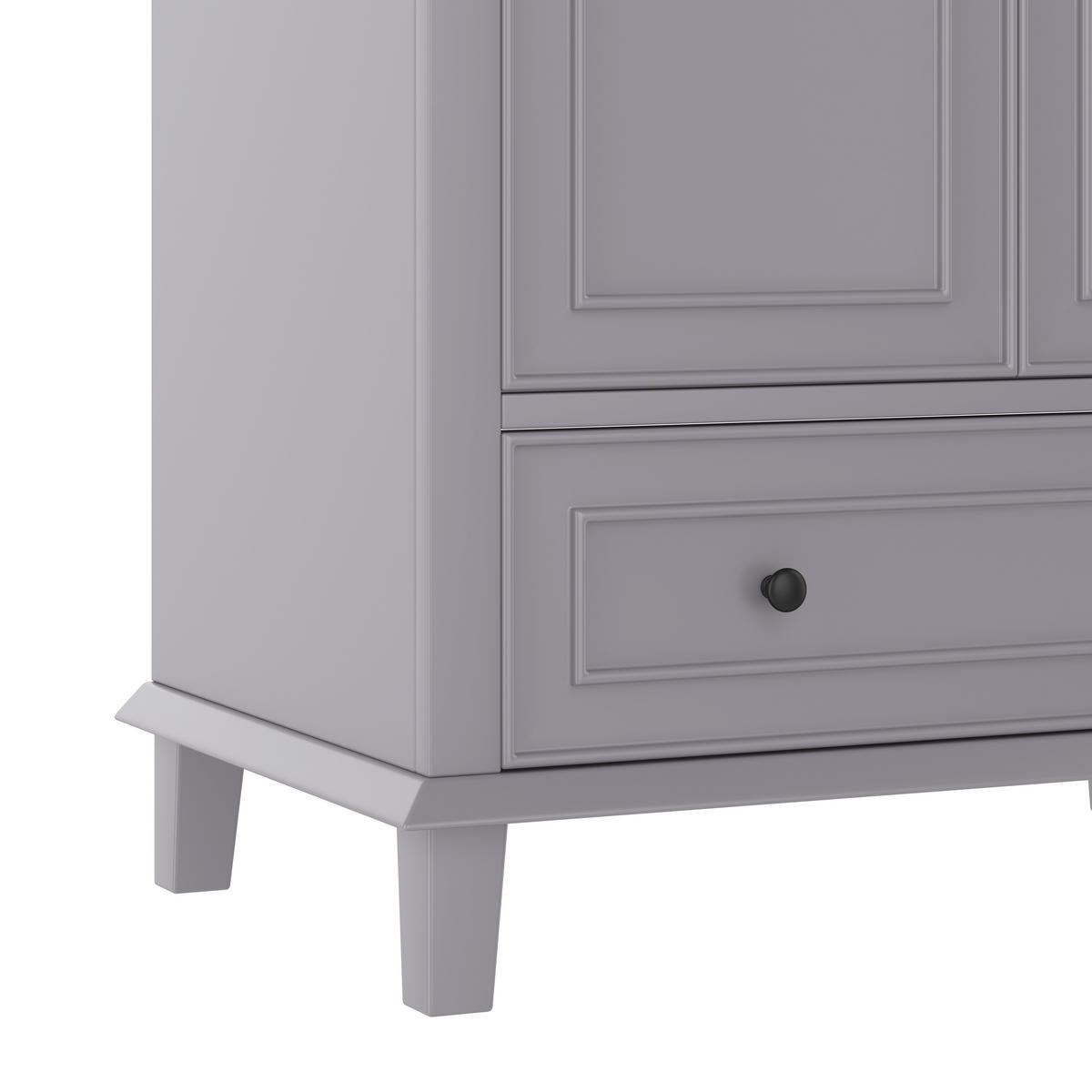 BADEZIMMERSCHRANK 76x46x87cm in Grau mit Massivholzbeinen & Keramikbecken - Grau, Holzwerkstoff (76/87/46cm) - Modfu