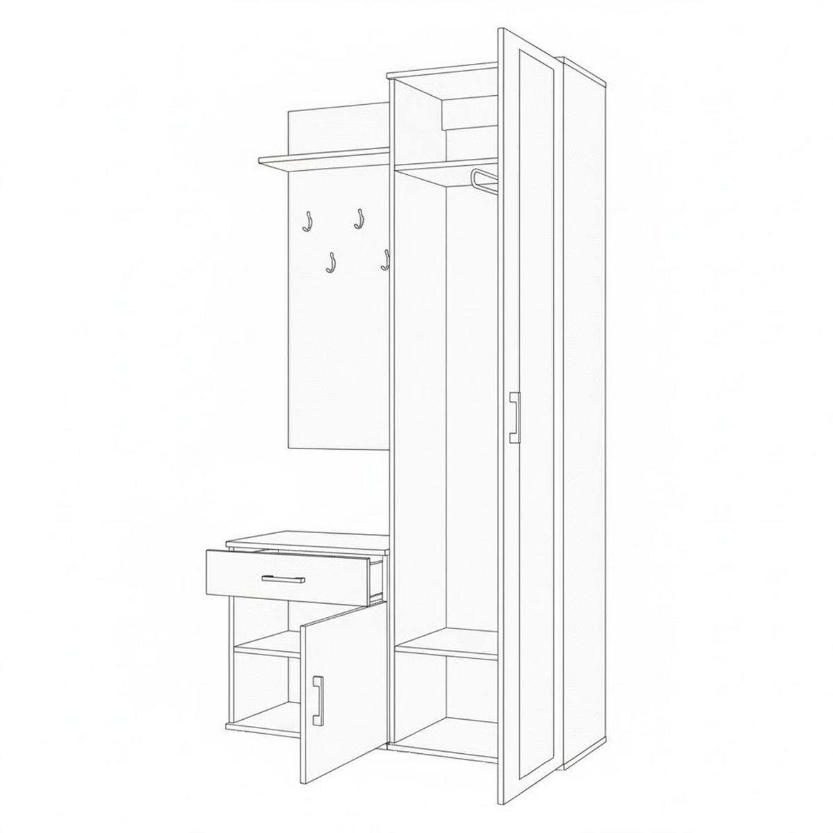 GARDEROBENSCHRANK VENTO 100/180,5/35 cm Modern Garderobe-Set Grau - Grau, Holzwerkstoff (100/180.5/35cm) - MASSENO