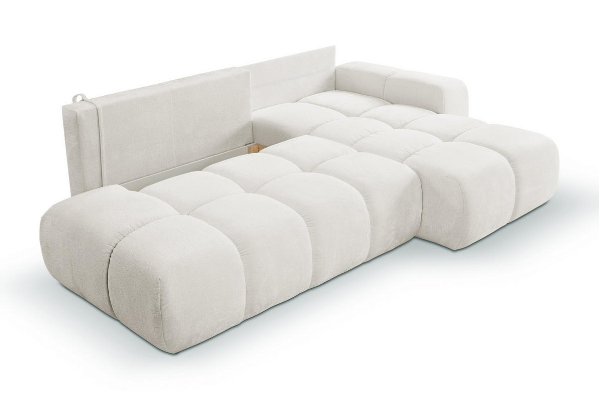 ECKSOFA DUCA R-S Creme Chenille mit Schlaffunktion - Creme, Holz (266.5/266.5cm) - MASSENO