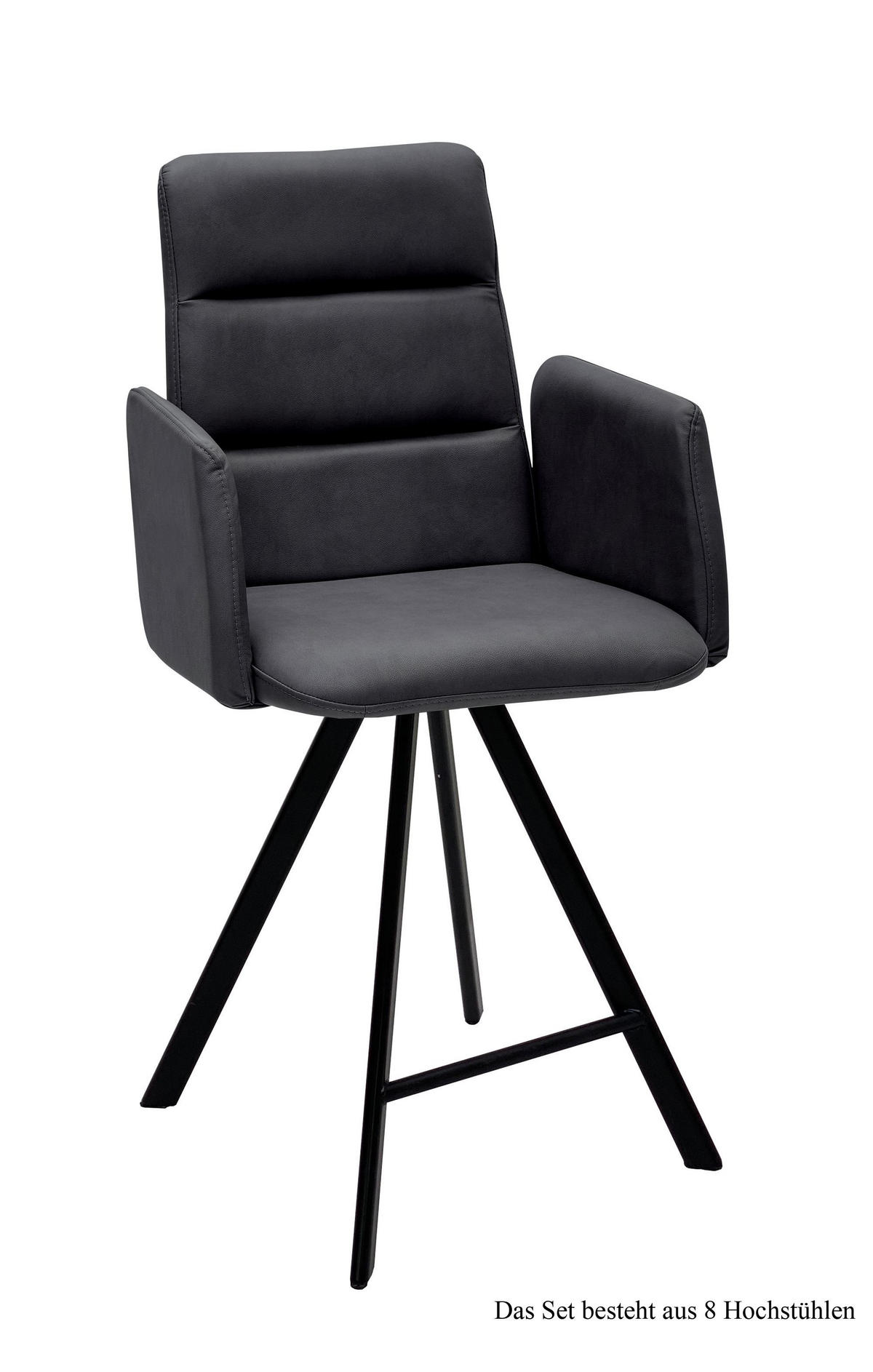 THEKENSTUHL drehbar (8er-Set) Devonna 52x109x60 Schwarz/Anthrazit - Anthrazit/Schwarz, Kunststoff (60/109/52cm) - 58aufmkessel