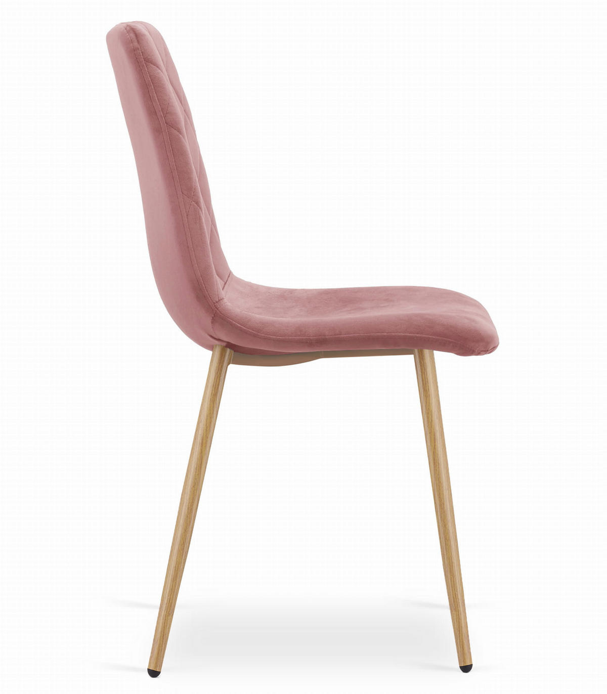 STUHL SCANNO 6-er Set, Rosa, Metallbeine in Holzfarbe, mit Samtstoff gepolstert - Rosa, Textil/Metall (45/89/53cm) - Komodee