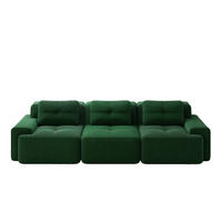 SOFA modular 3-Sitzer mit 74 cm Tiefsitz Cord Grün - Grün, Kunststoff (104/69/293cm) - Meubliv