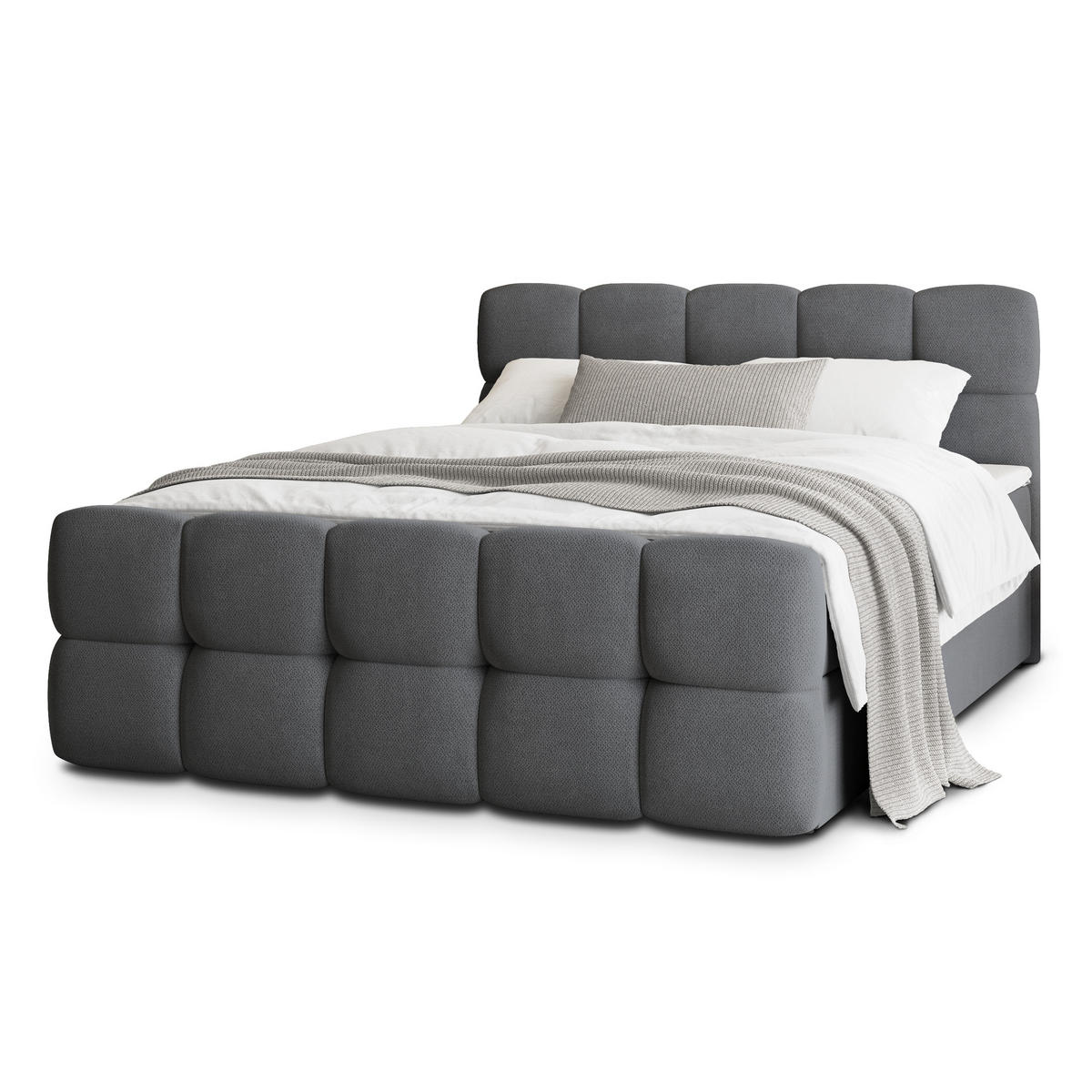 POSTEL BOXSPRING BRUME 180x200 cm, s matrací a úložným prostorem, grafitová - grafitová, kompozitní dřevo/textil (180/200cm) - MASSENO