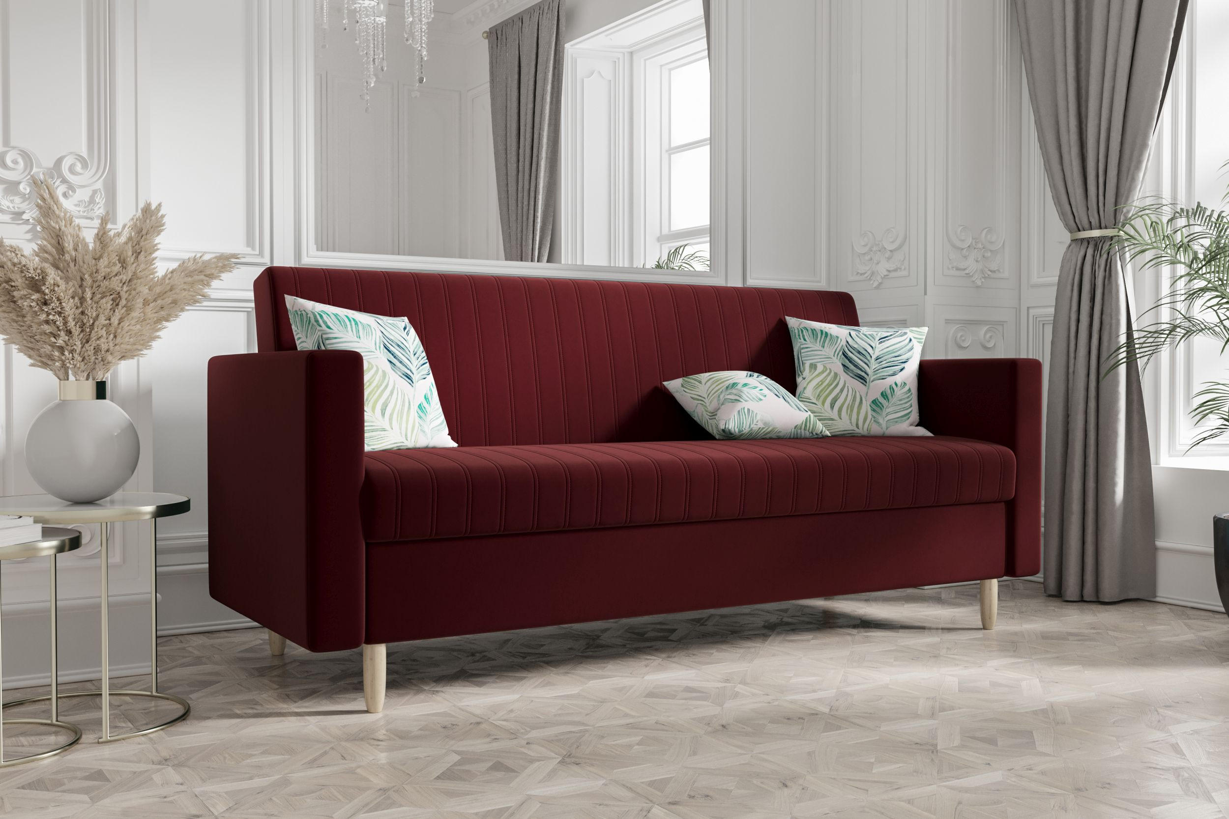 SOFA MELISA mit Schlaffunktion RIVIERA 59 mit Stauraum - Dunkelrot, Textil (87/95/216cm) - Bedante