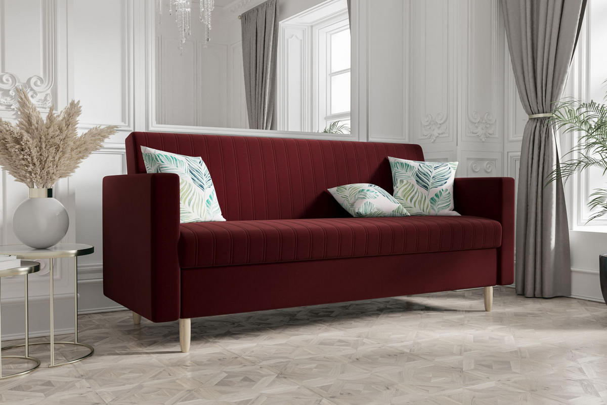 SOFA MELISA mit Schlaffunktion RIVIERA 59 mit Stauraum - Dunkelrot, Textil (87/95/216cm) - Bedante
