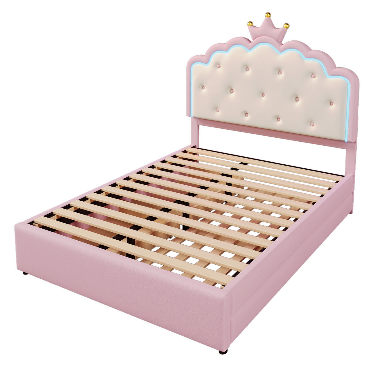 POLSTERBETT mit Ausziehbett und 2 Schubladen 140x200 cm PU Rosa - Pink, Holzwerkstoff (140/200cm) - Beauniv