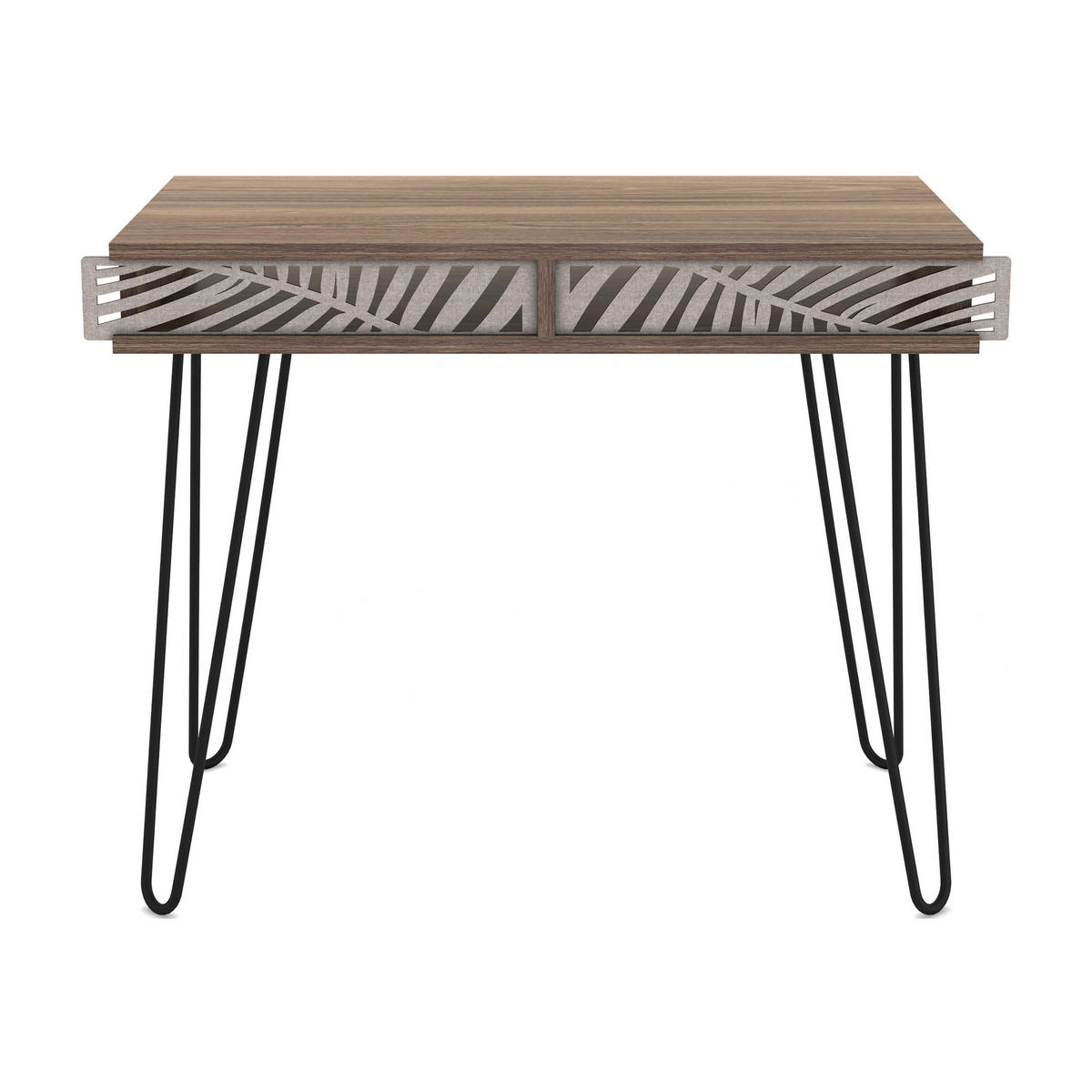 SCHREIBTISCH Tinn - Walnussfarben/Schwarz, Holzwerkstoff/Metall (50/94/73cm) - [en.casa]