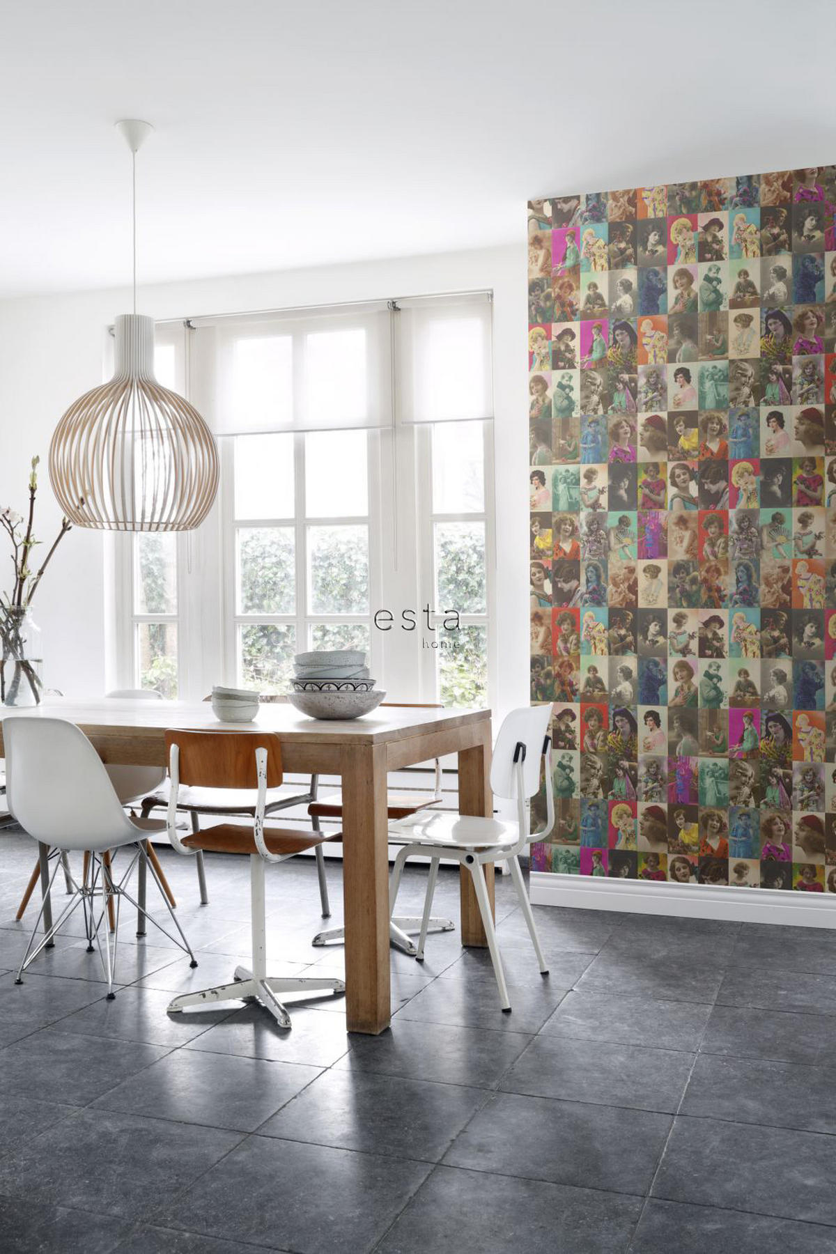 XXL-VLIESTAPETE vintage alte Postkarten mit Damengesichtern 50 x 900 cm - Pink, Papier (50/900cm) - ESTAhome