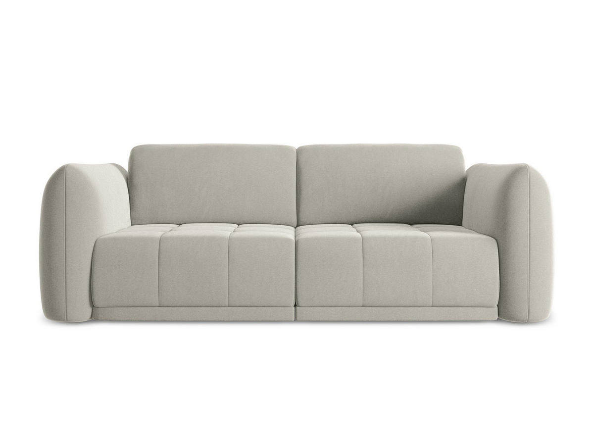 3-SITZER SOFA Samt Stoff Creme - Perlmutt/Creme, Kunststoff/Textil (210/74/105cm) - Makamii
