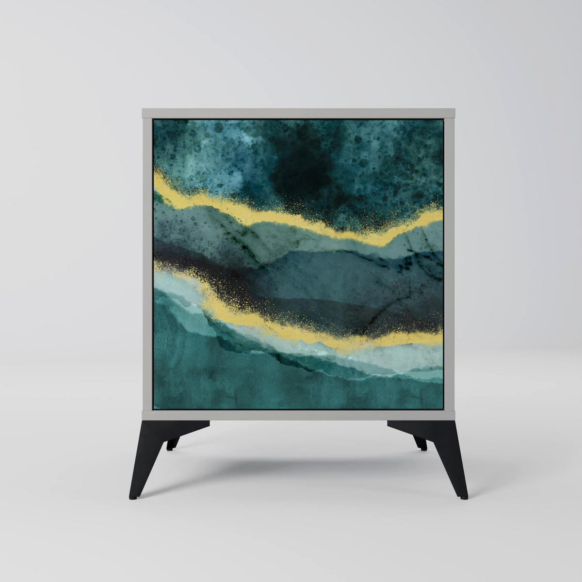 SIDEBOARD GOLDRUSH ODYSSEY, Grau, 57,5x42x57,5 cm, Ohne Füße - Multicolor/Grau, Holzwerkstoff (57.5/57.5/42cm) - SpaceRebels