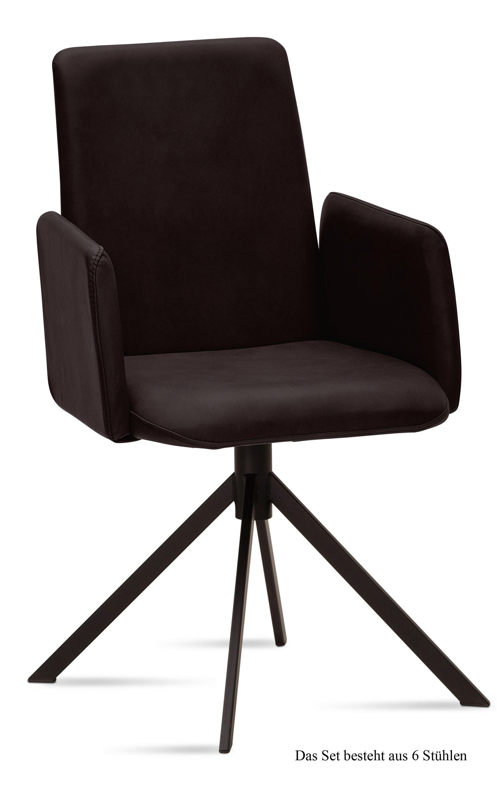 ARMLEHNSTUHL (6er-Set) Drina 52x92x60 Schwarz/Espresso - Dunkelbraun/Schwarz, Kunststoff (60/92/52cm) - 58aufmkessel