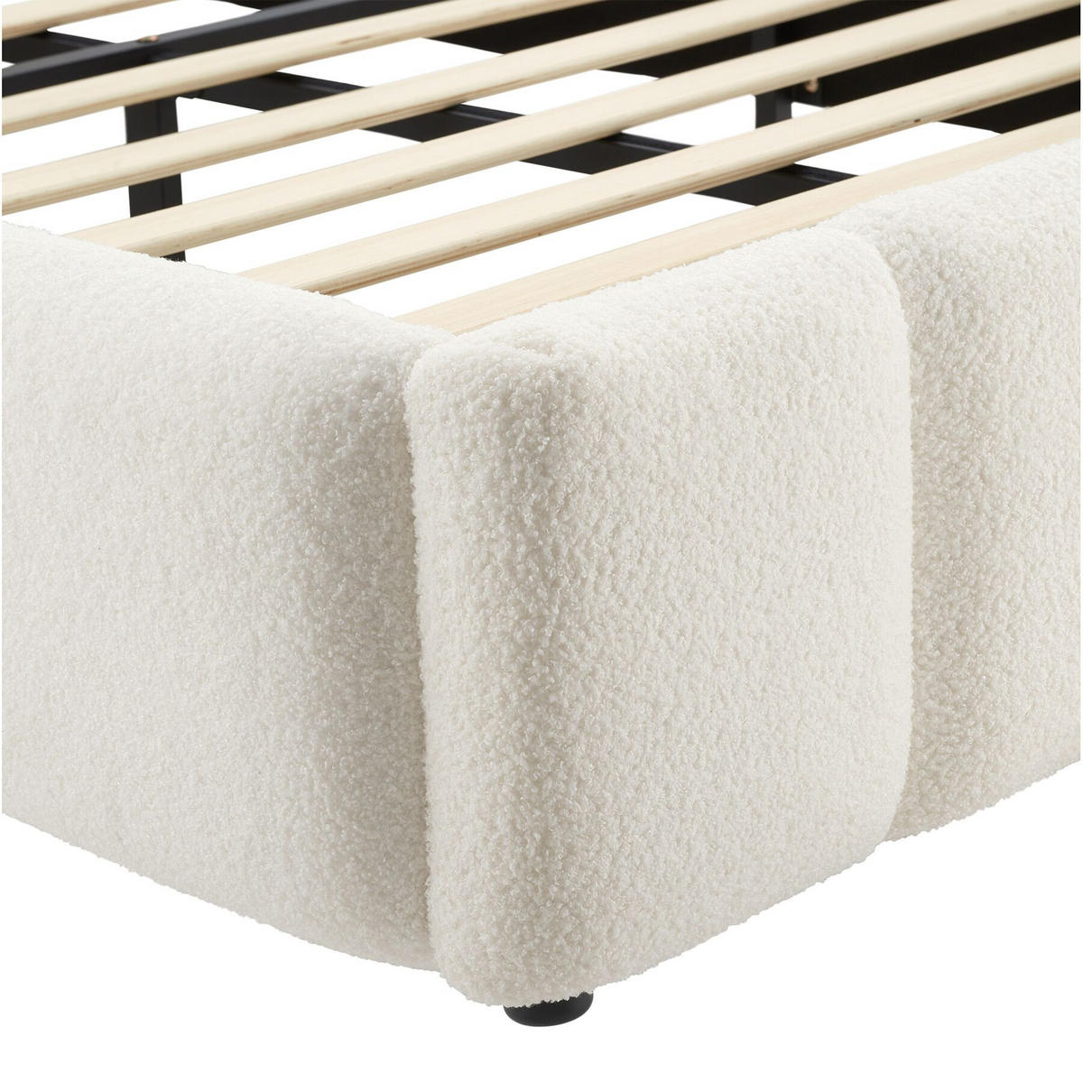 POLSTERBETT Shirley, Belastbarkeit 250 kg, Teddy creme - Creme, Holz (120/200cm) - tectake
