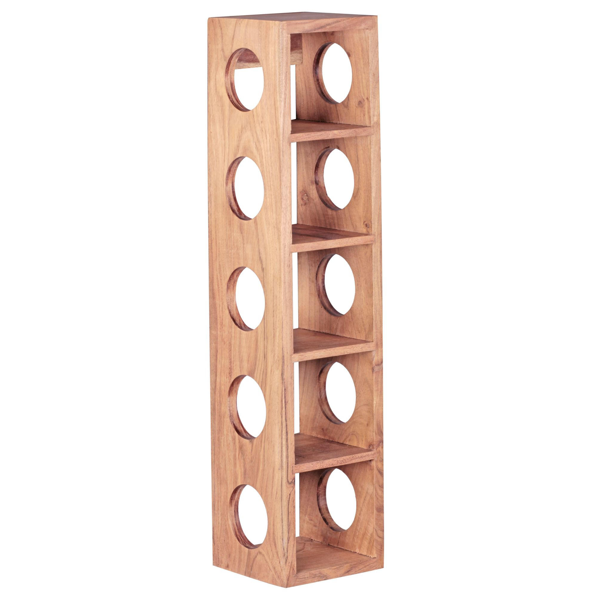 WEINREGAL Massivholz mit 5 Fächern Wandmontage Edelholz-Optik, Beige 70 cm - Beige, Holz (15/70/15cm) - KADIMA DESIGN