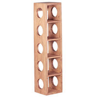 WEINREGAL Massivholz mit 5 Fächern Wandmontage Edelholz-Optik, Beige 70 cm - Beige, Holz (15/70/15cm) - KADIMA DESIGN