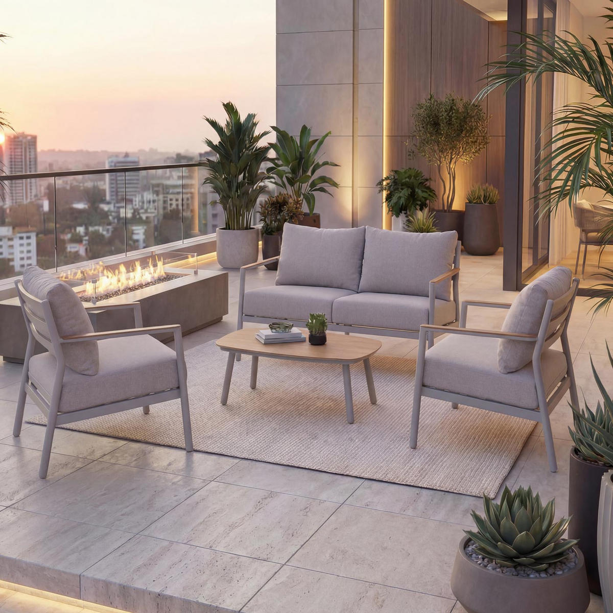 ZAHRADNÍ SADA AU Béžová - béžová, kov - MCW