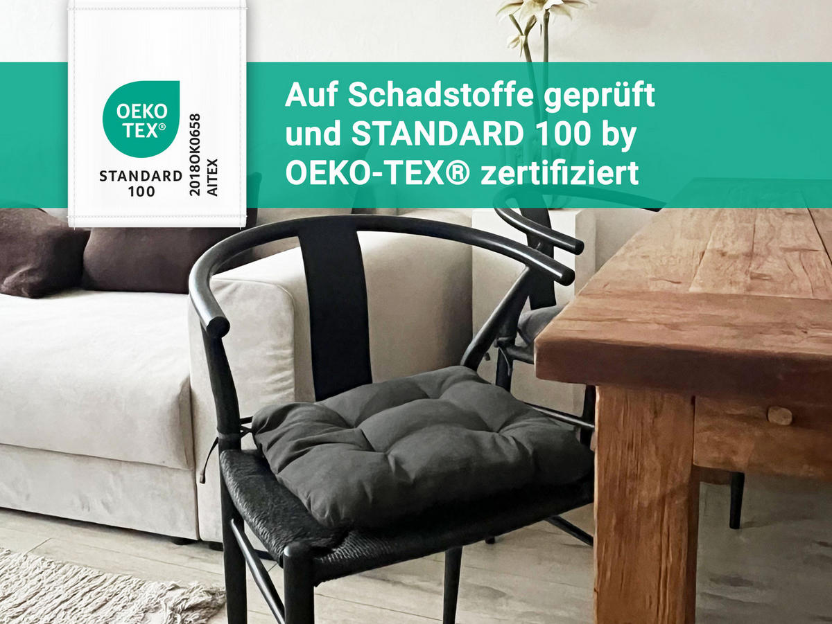 STUHLKISSEN, 4er-Set, 55% Baumwolle, 45% Polyester - Graphitfarben, Textil (38/38/6cm) - Zollner