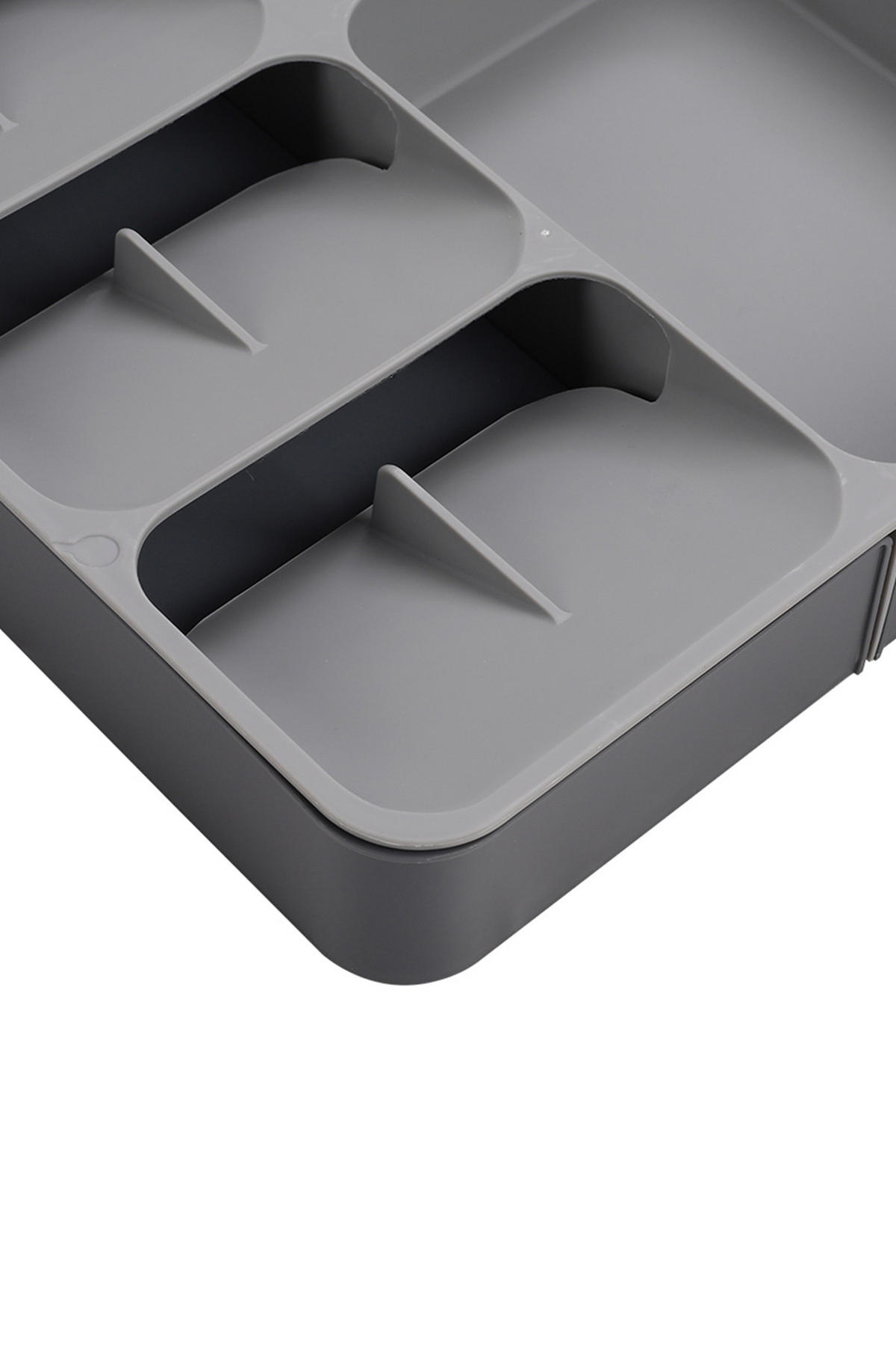 BESTECKORGANIZER Verstellbar für Schubladen aus PP in Grau Rechteckig Umweltfreundlich & ungiftig Ordnung schaffen 28 x 39 x 5,5 cm - Grau, Kunststoff (28/3.5/29cm) - Livingandhome