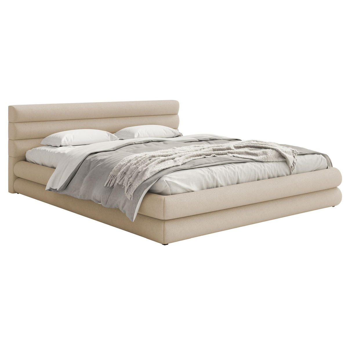 POLSTERBETT Alegre Hellbeige Chenille 160x200 cm - Ecru/Schwarz, Holz/Textil (160/200cm) - Selsey