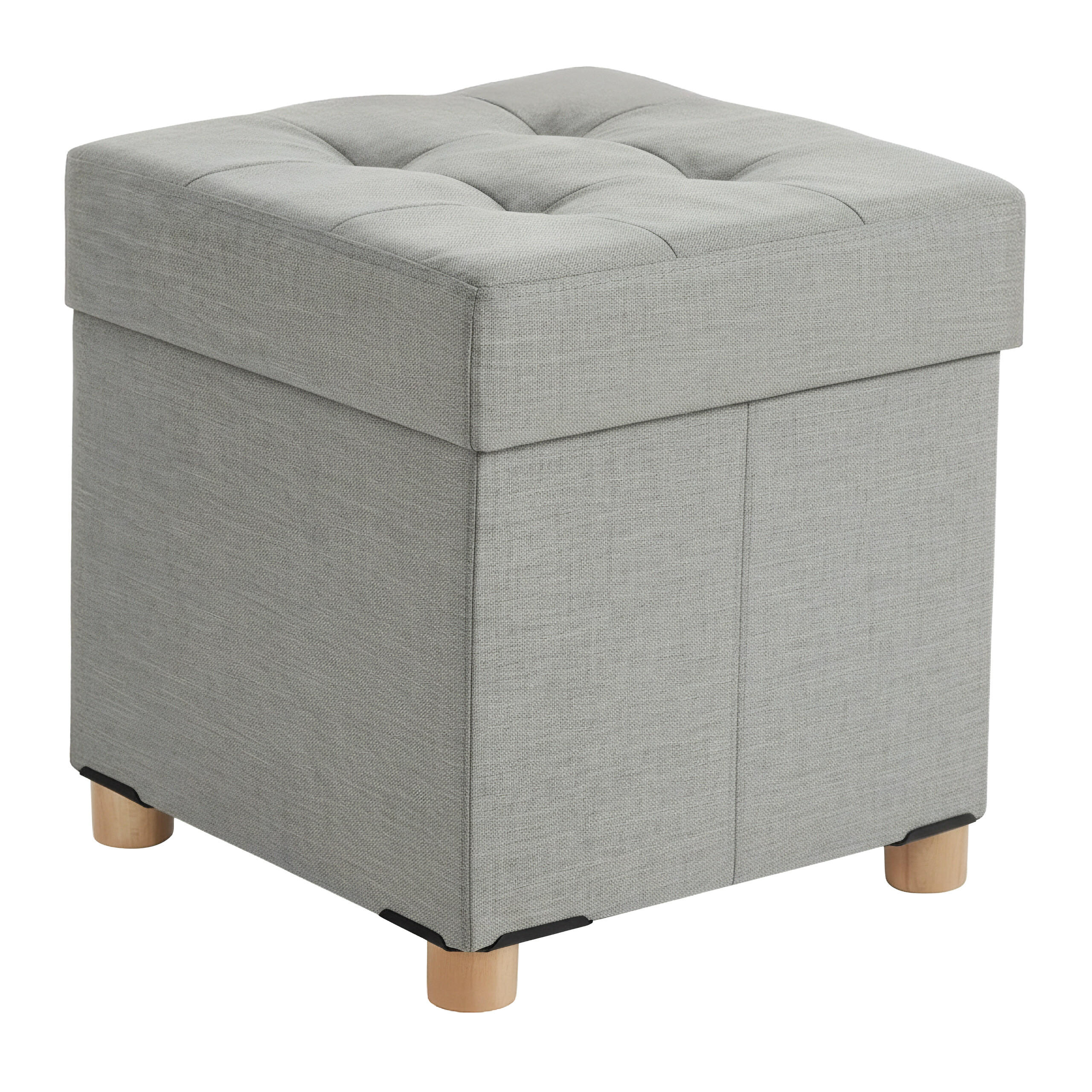 HOCKER - Hellgrau/Grau, Holzwerkstoff/Textil (38/38/38cm) - Relaxdays