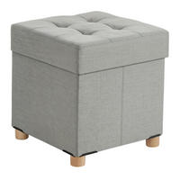 HOCKER - Hellgrau/Grau, Holzwerkstoff/Textil (38/38/38cm) - Relaxdays