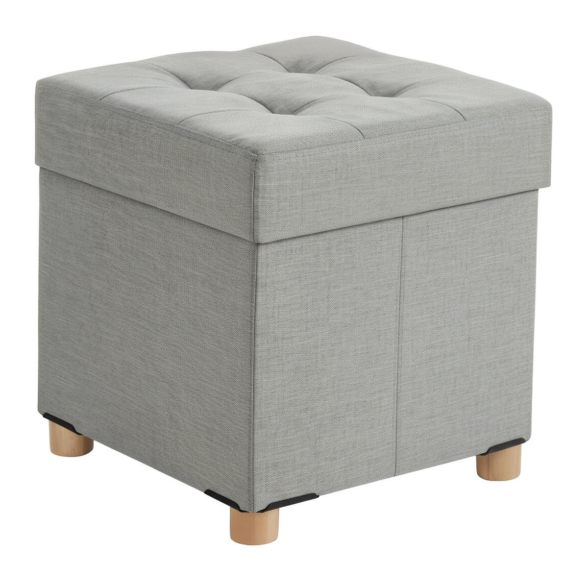 HOCKER - Hellgrau/Grau, Holzwerkstoff/Textil (38/38/38cm) - Relaxdays