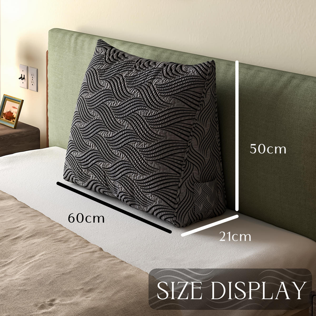 KEILKISSEN schwarz-grau beflockter Crinkle-Stoff 60cm - Schwarz, Textil (21/60cm) - Vercart