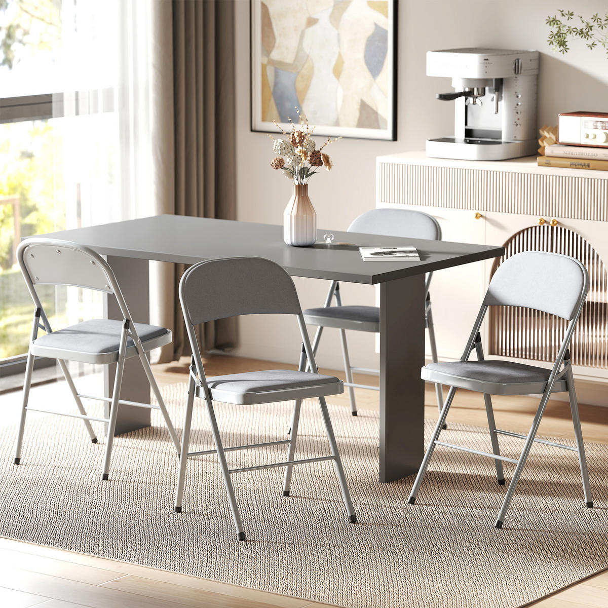 KLAPPSESSEL Grau 4 Stück - Grau, Naturmaterialien (45/78/46cm) - GiPP
