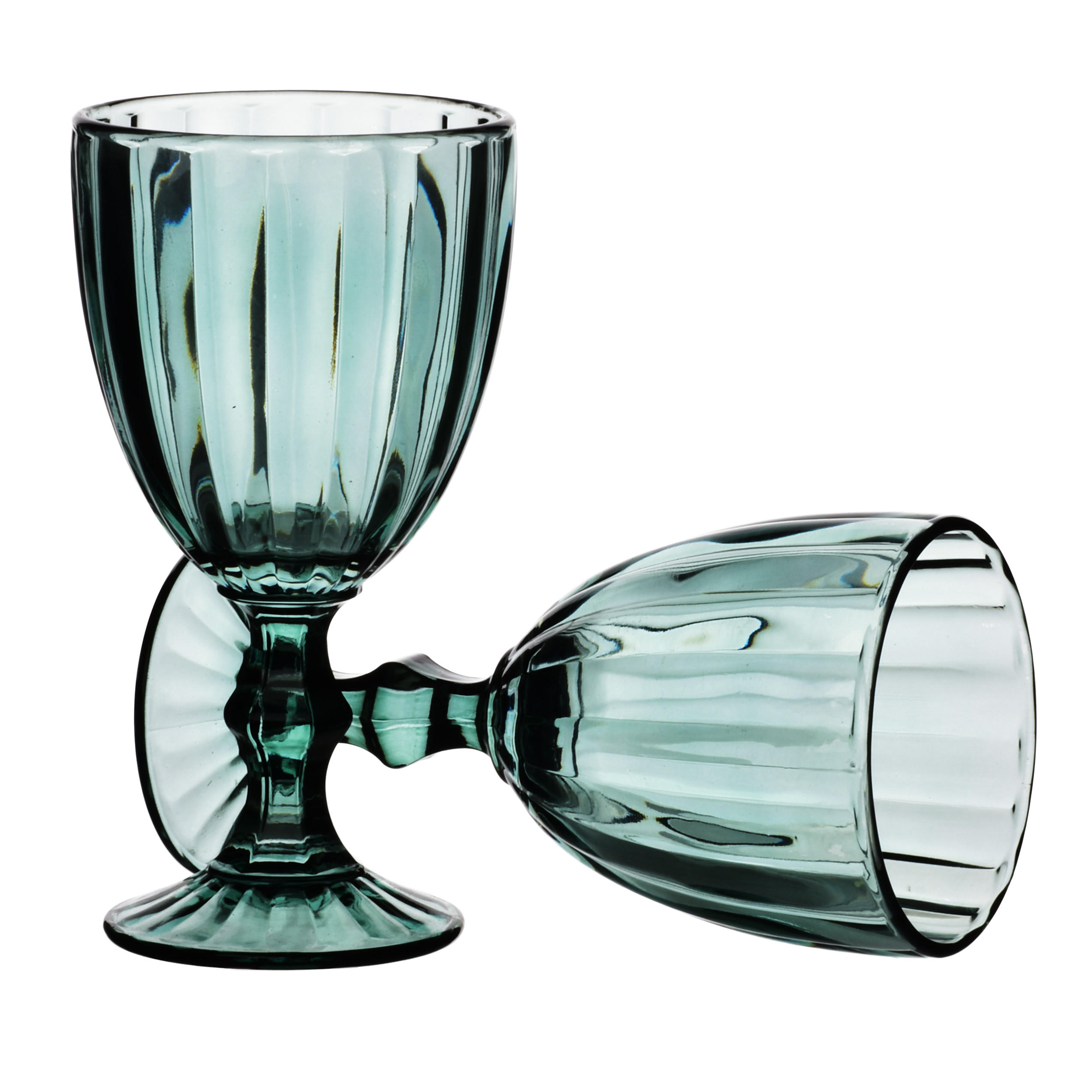 TRINKGLAS Elise Stripes 4er Set Grün 9x9x17 cm Glas - Grün, Glas (0.3L) - Mondex