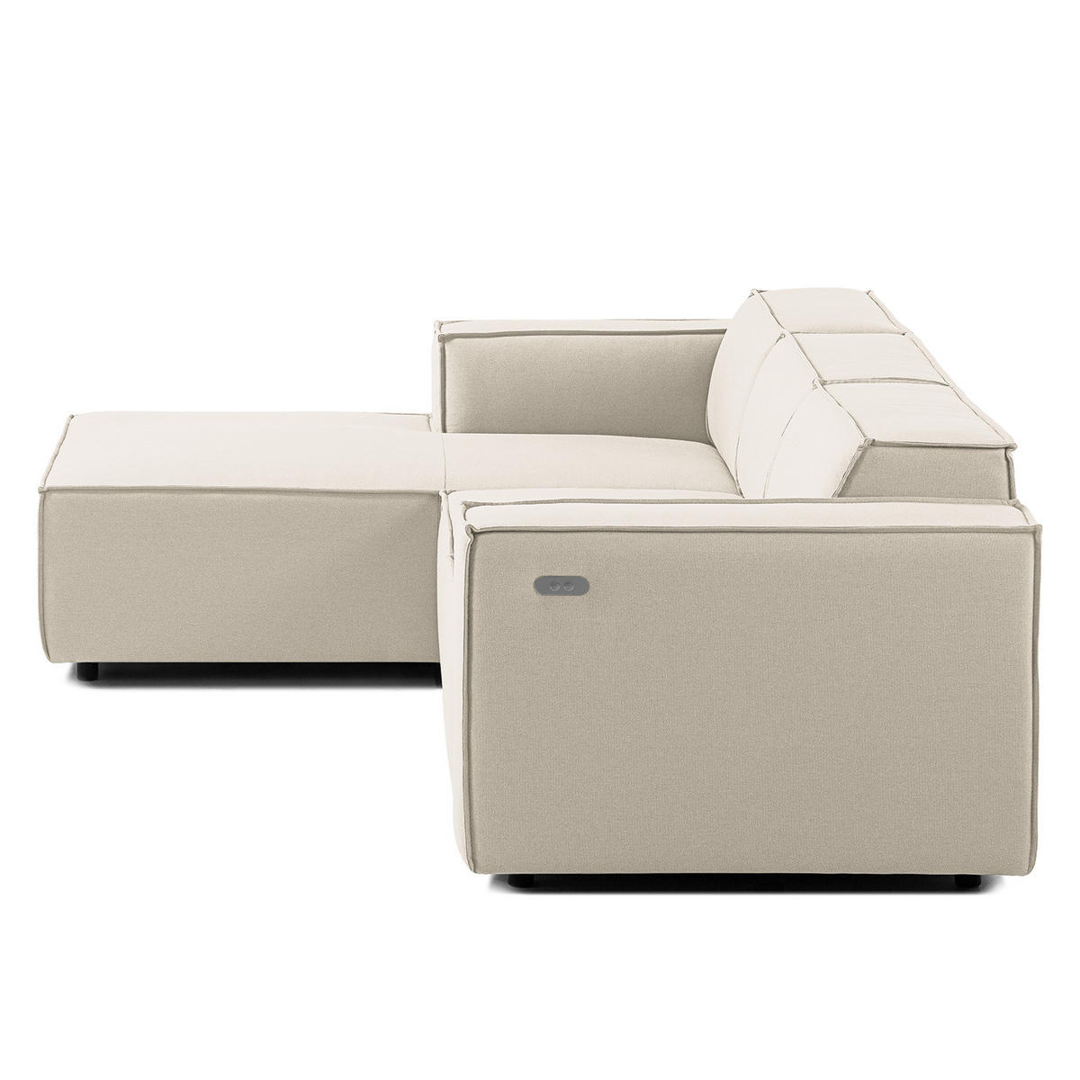 ECKSOFA mit Longchair - Schwarz/Weiß, Kunststoff/Textil (260/177cm) - home24