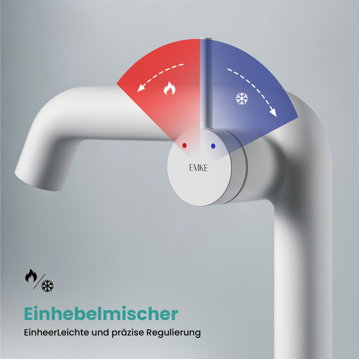WASCHTISCHARMATUR Ventilkernzertifizierung Weiß Matt 15cm - Weiß, Metall (20/7.6/22.2cm) - EMKE