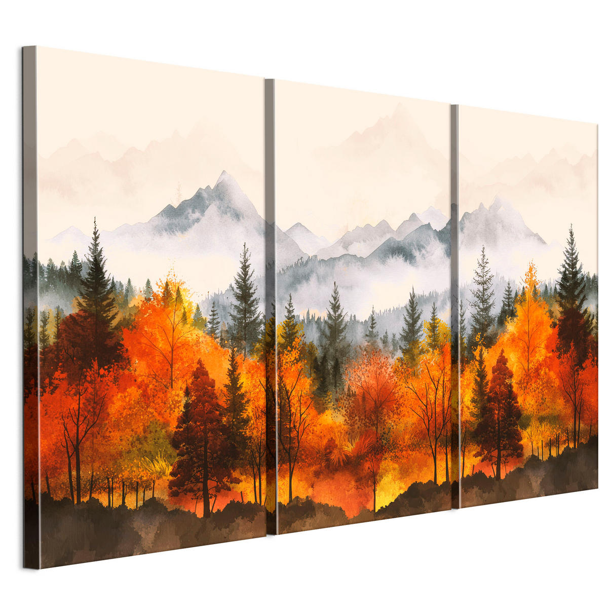LEINWANDBILD Berglandschaft 3-tlg. 120x80 cm - Multicolor, Holz (120/80cm) - LUMASOUL
